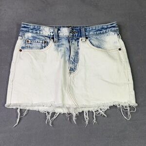 Abercrombie & Fitch Denim Skirt Womens‎ 2 White Micro Mini Frayed Hem Distressed
